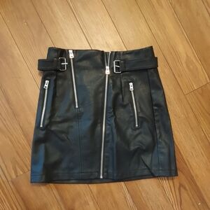 Black Zippered Leather Skirt